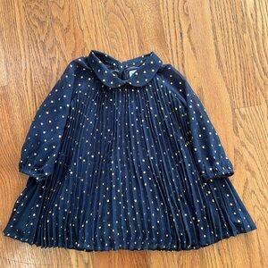 Precious pleated collared dark gray Gap dress Embellished golden crowns 6-12 mo